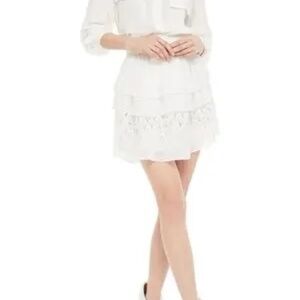 IRO Mugue Tiered White Lace Mini Skirt